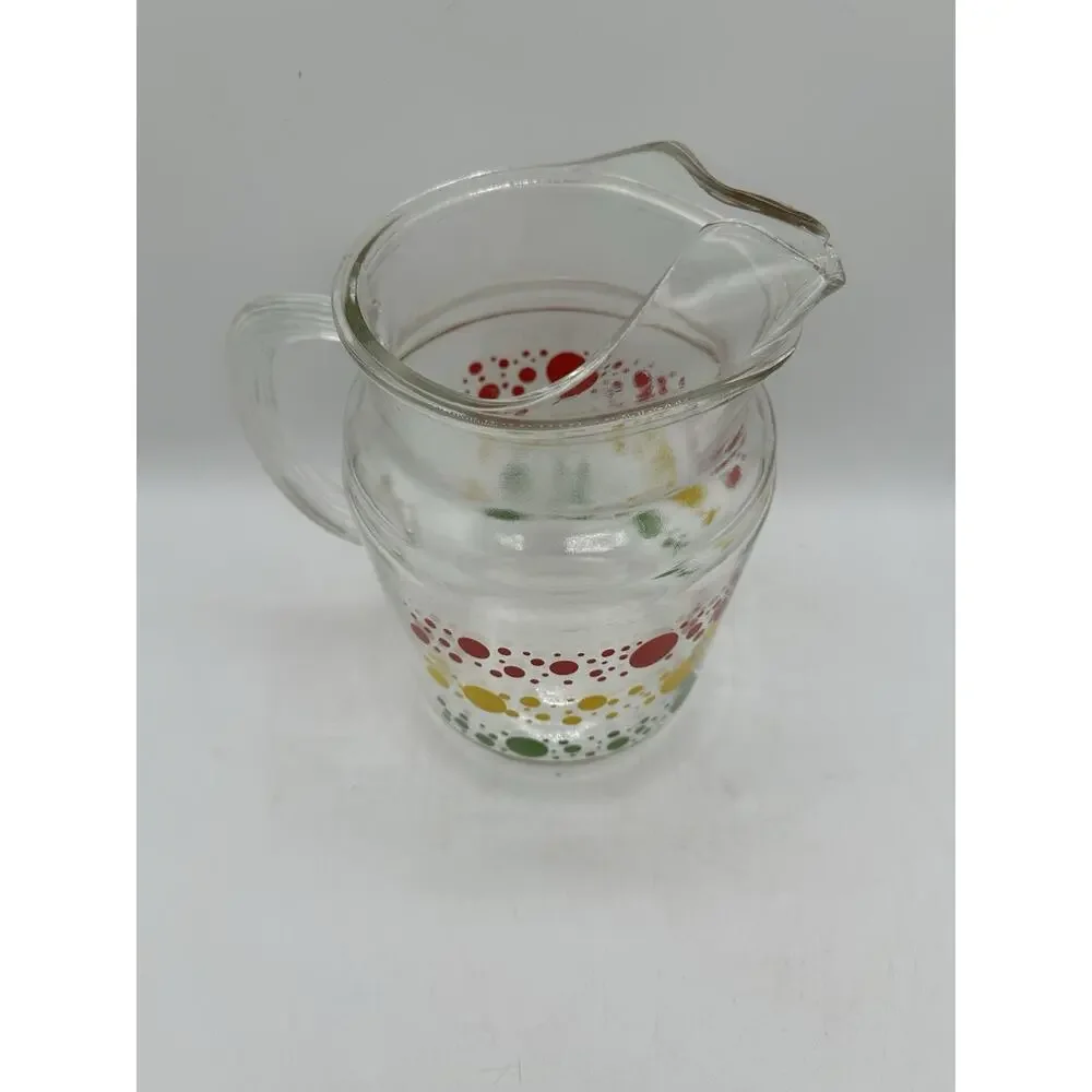 MCM Anchor Hocking Overlapping Circles Glass Pitcher Read VTG Read